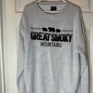 Luxe Light Gray Crewneck Sweater - Great Smoky Mountains
